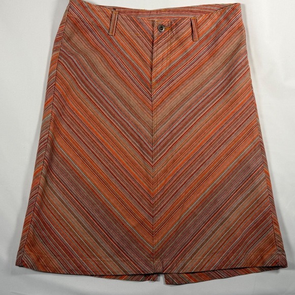 Lucky Brand Dresses & Skirts - Lucky Brand Skirt Womens 10‎ Orange Striped A-Line Cotton Chevron Boho Retro 90s